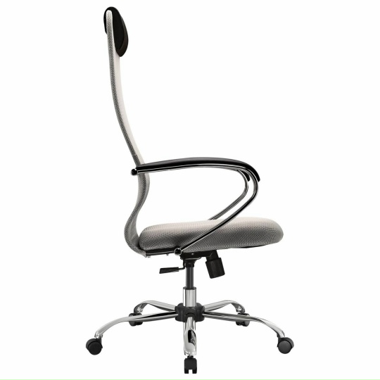 Кресло офисное  хром, ткань-сетка (светло-серое)